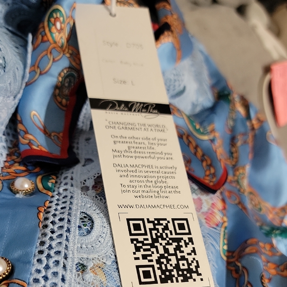Dalia Macphee Floral Long Sleeve Dress - Blue - Picture 16 of 16